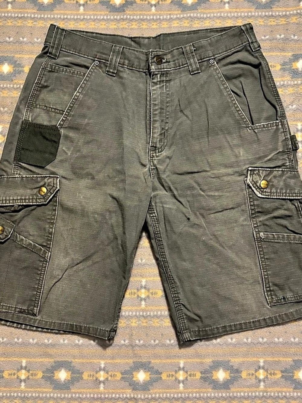 Carhartt Relaxed Fit Ripstop Cargo Work Short Shorts Green Waist 32